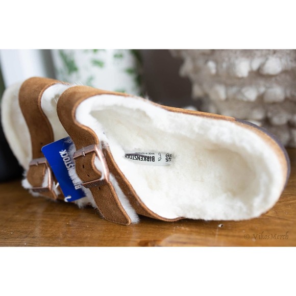 Birkenstock Arizona Shearling Suede Leather Sandal Mens 45 Wide NEW